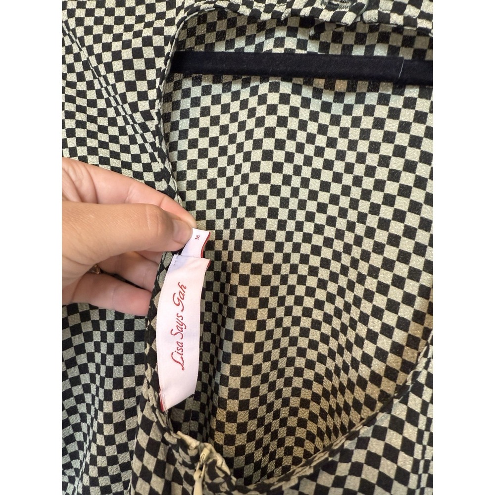 Lisa says gah Florence Mini Dress Checkered Green Black Size M Gingham - Picture 3 of 3
